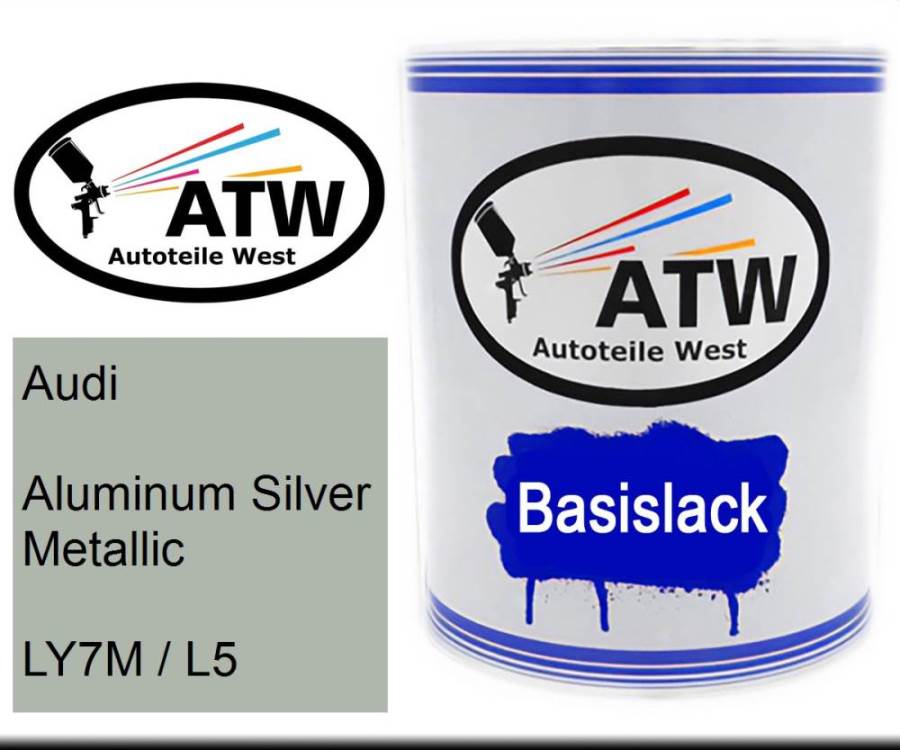 Audi, Aluminum Silver Metallic, LY7M / L5: 1L Lackdose, von ATW Autoteile West.